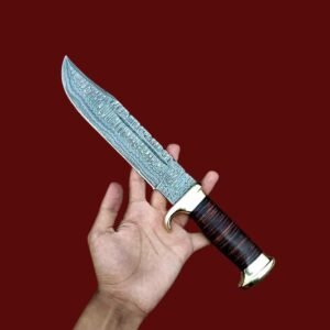 Handcrafted Dundee Bowie Knife – Premium Damascus Steel Hunting Blade