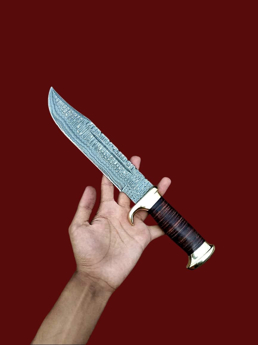 Handcrafted Dundee Bowie Knife – Premium Damascus Steel Hunting Blade